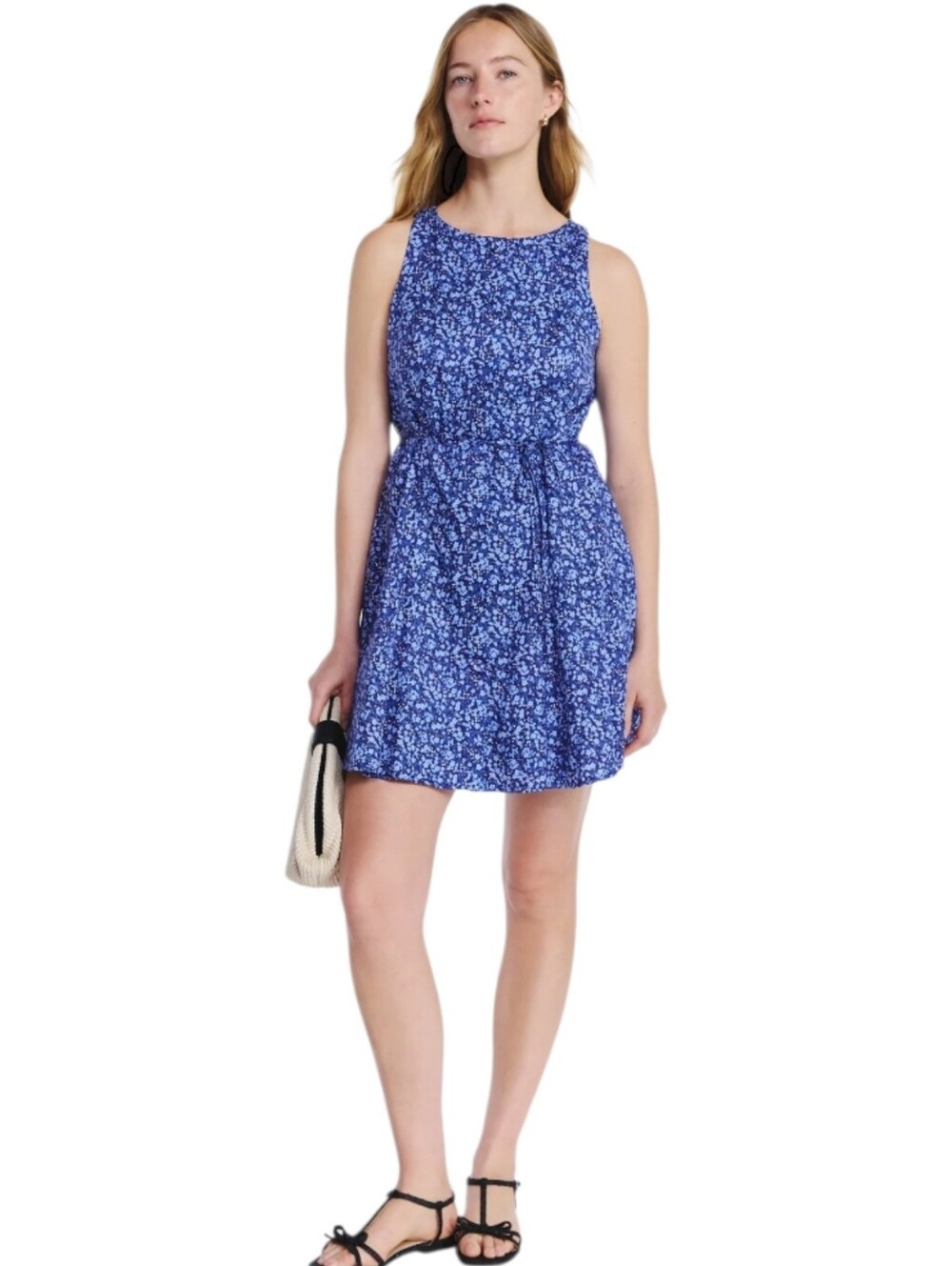 Free Assembly Women's Cotton Boatneck Floral Mini Dress